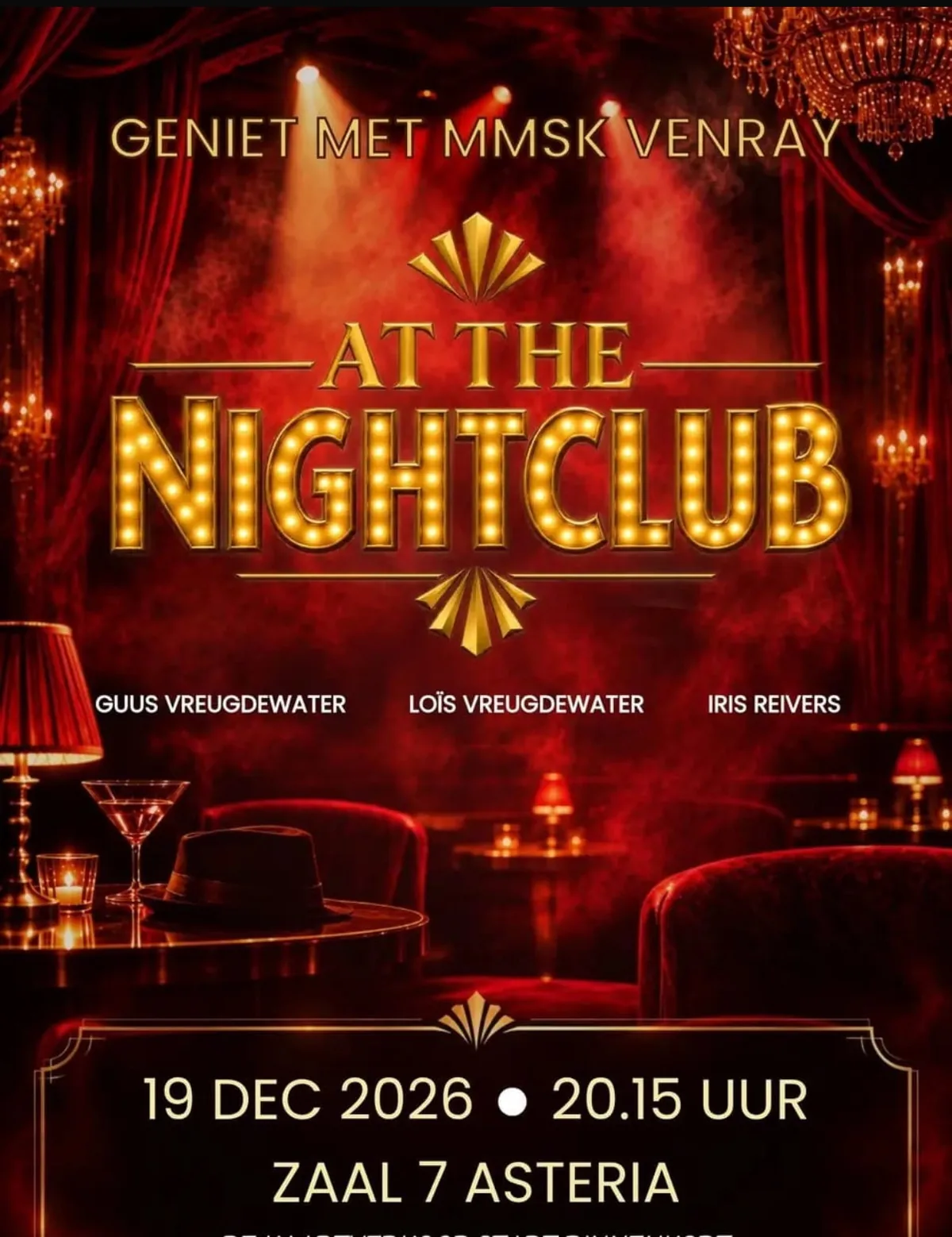 Poster At The Nightclub van MMSK Venray, zaterdag 19 december 2026, 20:15 uur, Zaal Zeven Asteria